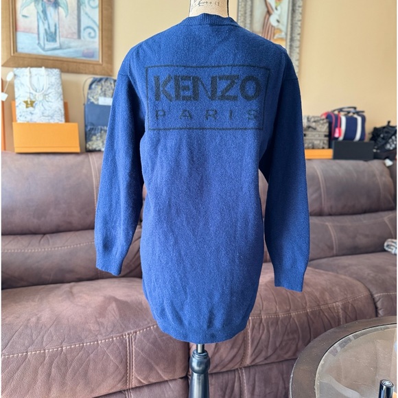 Kenzo Paris Navy Sweater With Boke Flower Crest 100% wool - Picture 12 of 12